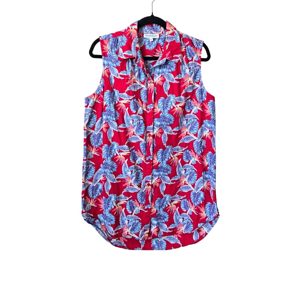 Tropical Floral 100% Cotton Womens‎  Sleeveless Top Large NorthStyle, Resortwear